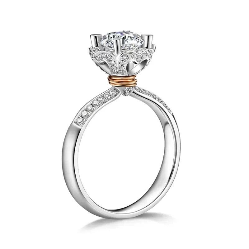 Lotus Crown Pavé Moissanite Ring