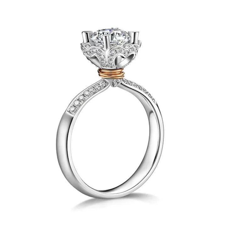 Lotus Crown Pavé Moissanite Ring