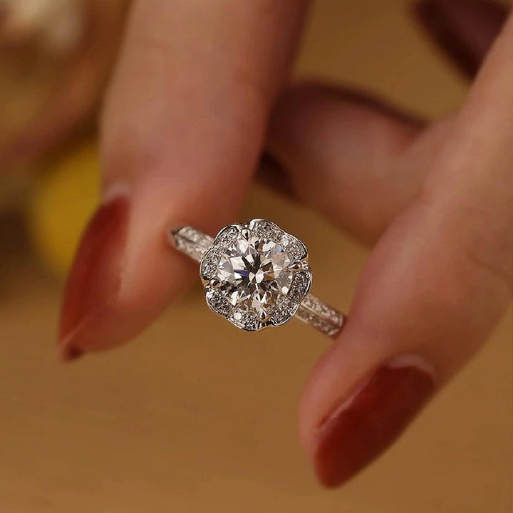 Lotus Crown Pavé Moissanite Ring