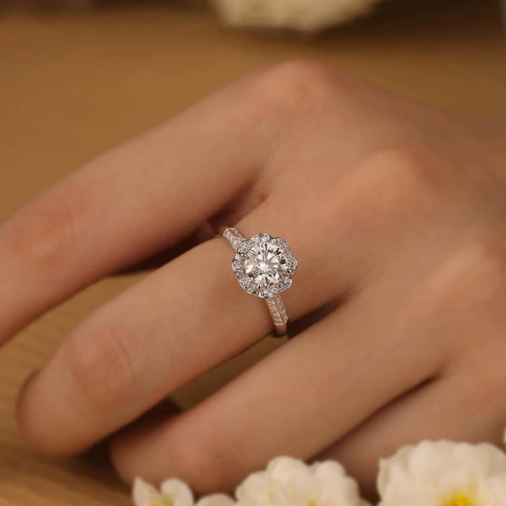Lotus Crown Pavé Moissanite Ring