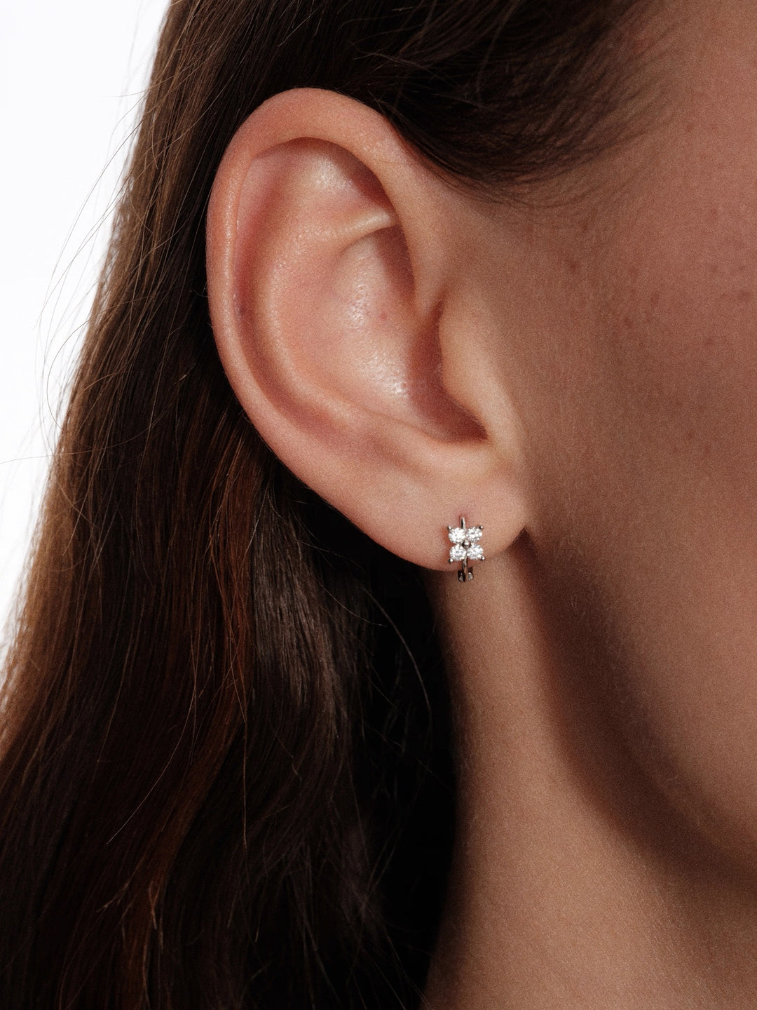 Floral Zircon Hoop Earrings