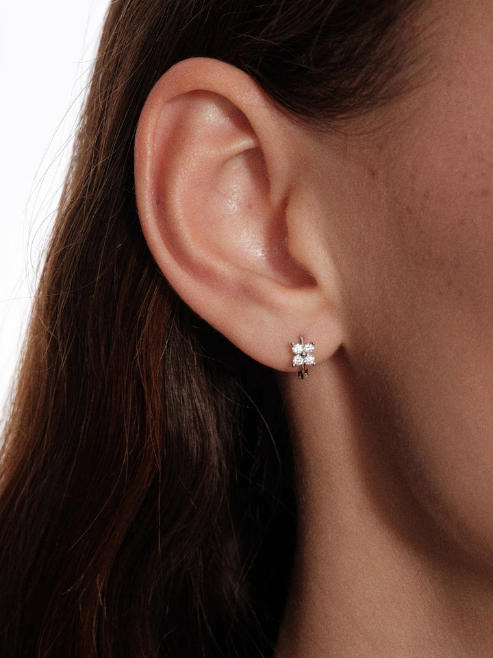 Floral Zircon Hoop Earrings