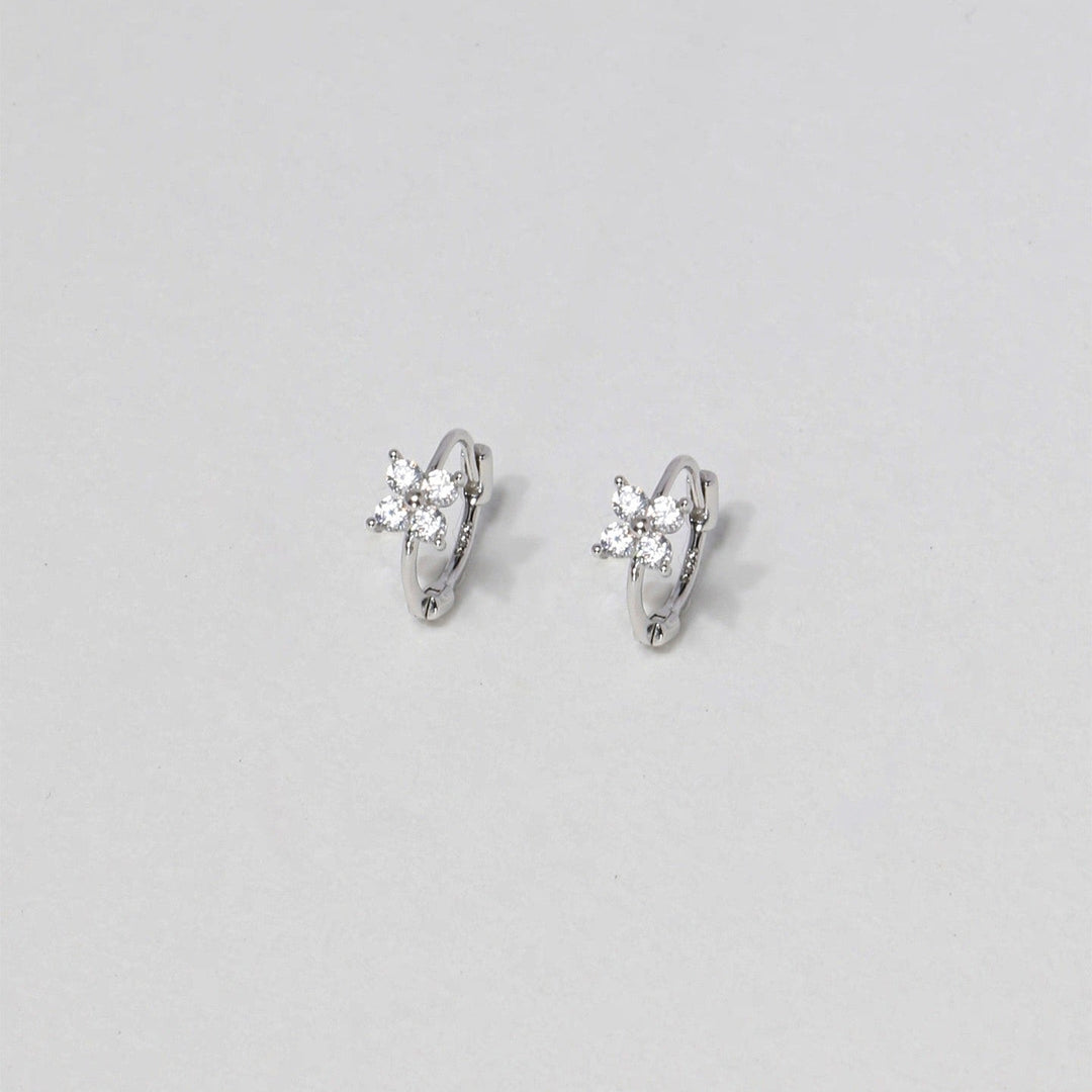 Floral Zircon Hoop Earrings