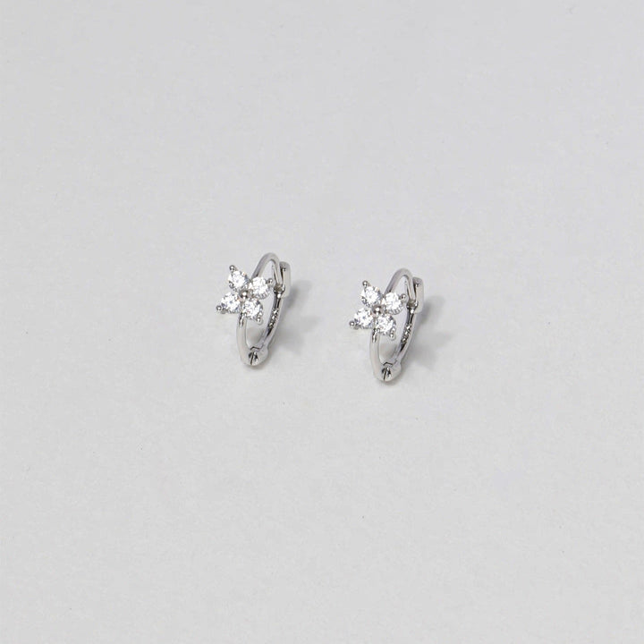 Floral Zircon Hoop Earrings