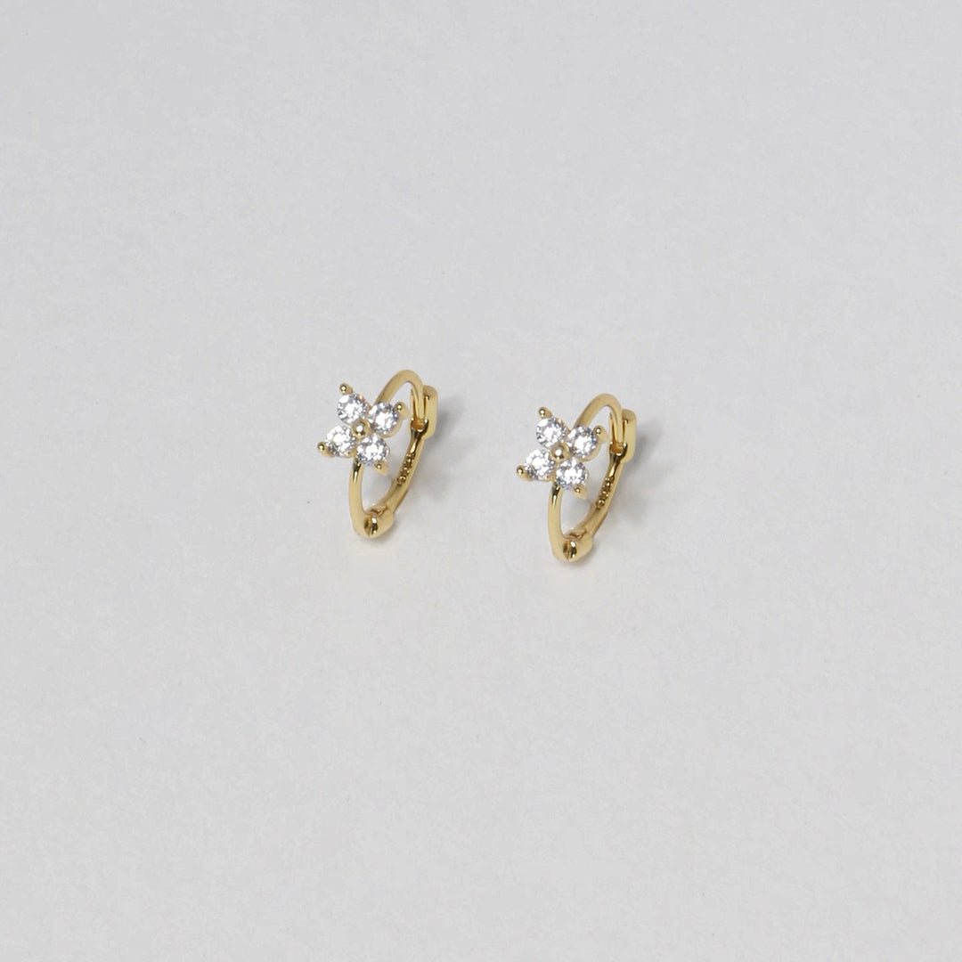 Floral Zircon Hoop Earrings