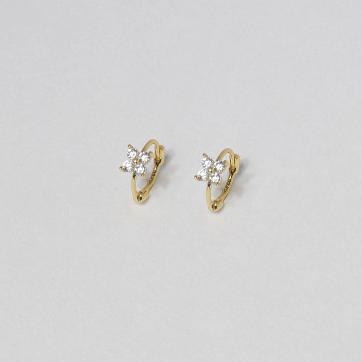 Floral Zircon Hoop Earrings