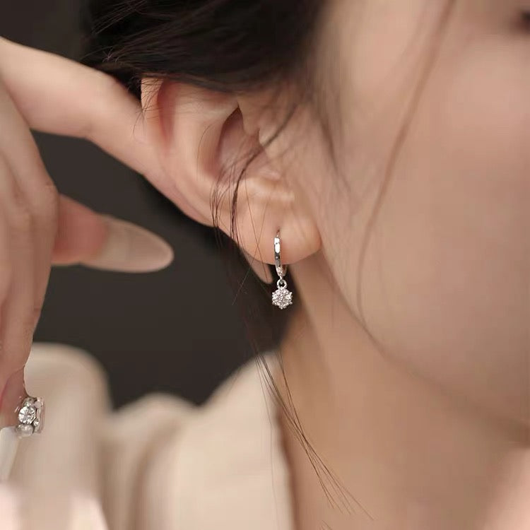 Classic Zircon Drop Hoop Earrings
