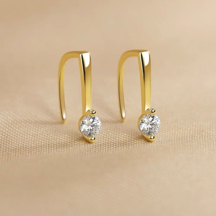 Minimal Drop Zircon Hoop Earrings — Dainty Everyday Sparkle | S925 Sterling Silver