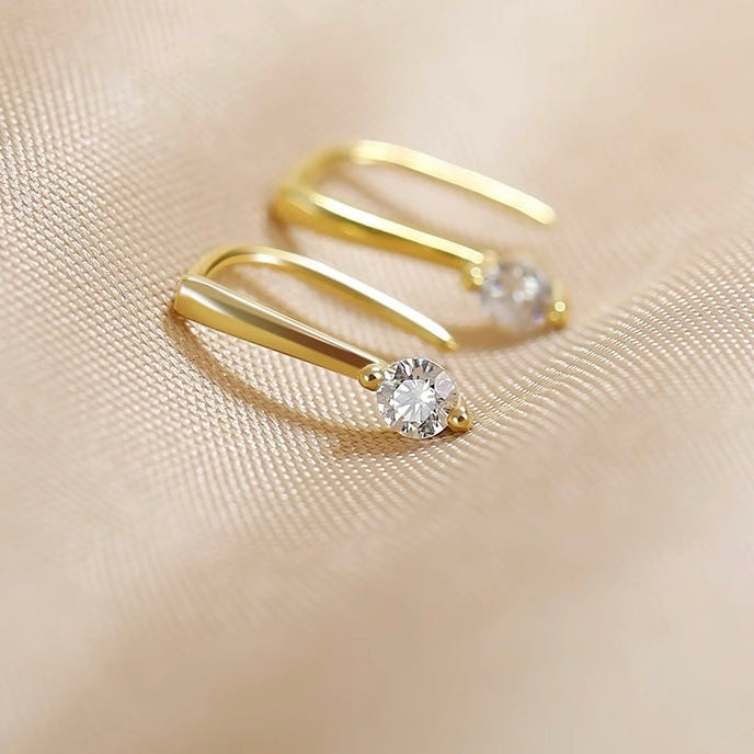 Minimal Drop Zircon Hoop Earrings — Dainty Everyday Sparkle | S925 Sterling Silver