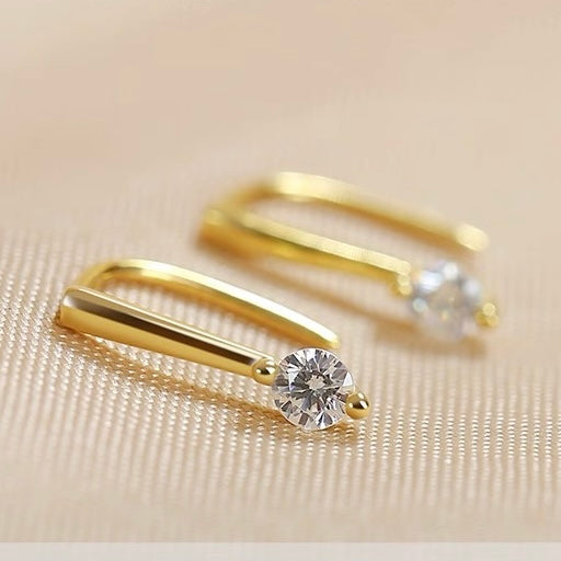 Minimal Drop Zircon Hoop Earrings — Dainty Everyday Sparkle | S925 Sterling Silver