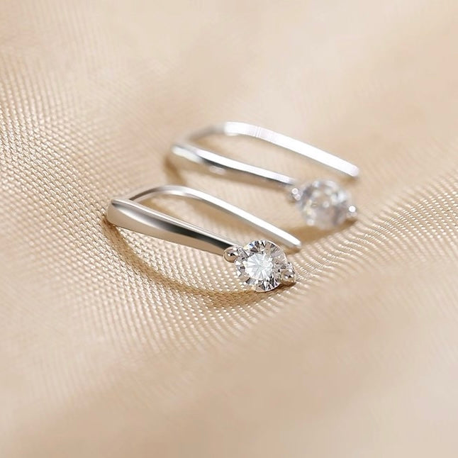 Minimal Drop Zircon Hoop Earrings — Dainty Everyday Sparkle | S925 Sterling Silver