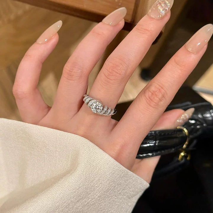 Tidal Wave Swirl Moissanite Ring