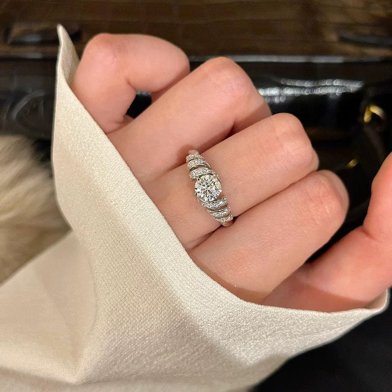 Tidal Wave Swirl Moissanite Ring