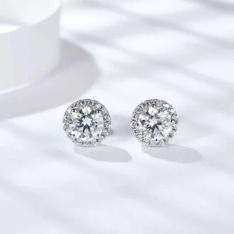 Halo Glow Moissanite Stud Earrings