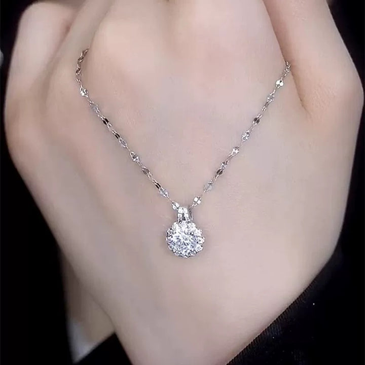 Sunflower Halo Moissanite Necklace