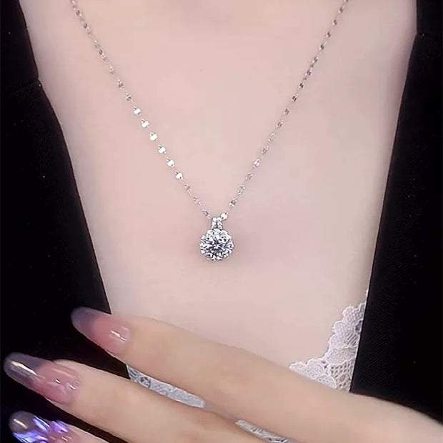 Sterling Silver Moissan Sunflower Necklace