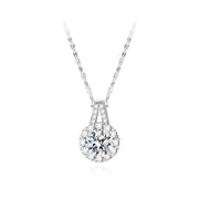 Sterling Silver Moissan Sunflower Necklace