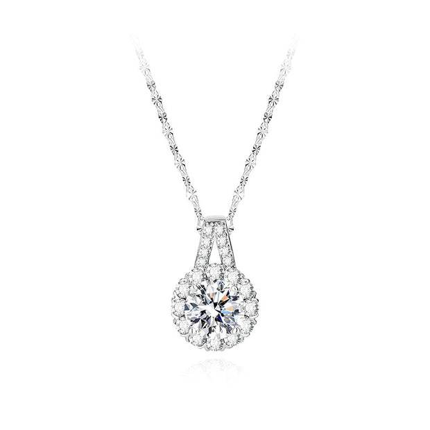 Sterling Silver Moissan Sunflower Necklace