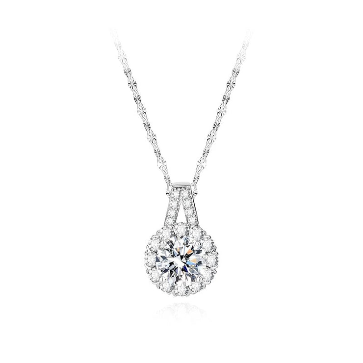 Sterling Silver Moissan Sunflower Necklace