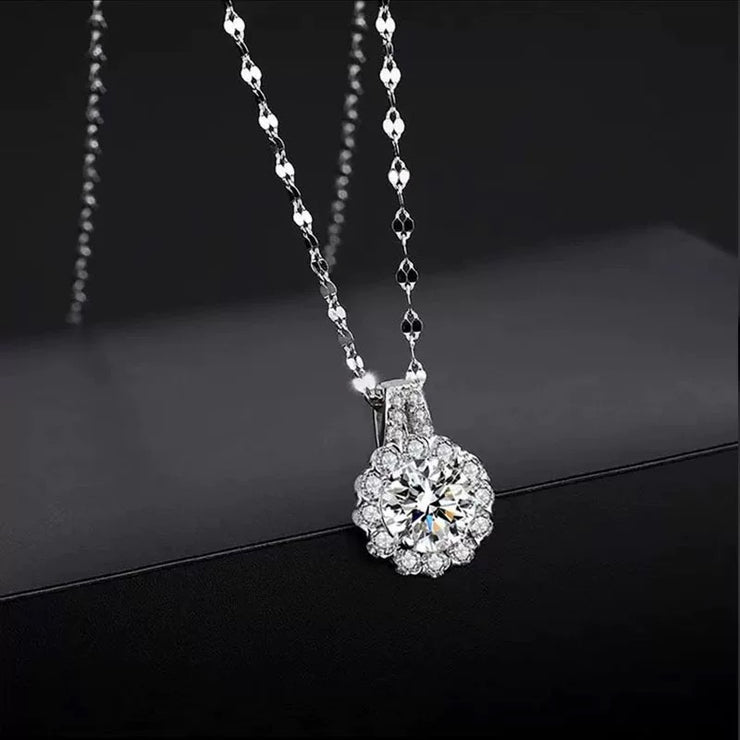 Sterling Silver Moissan Sunflower Necklace