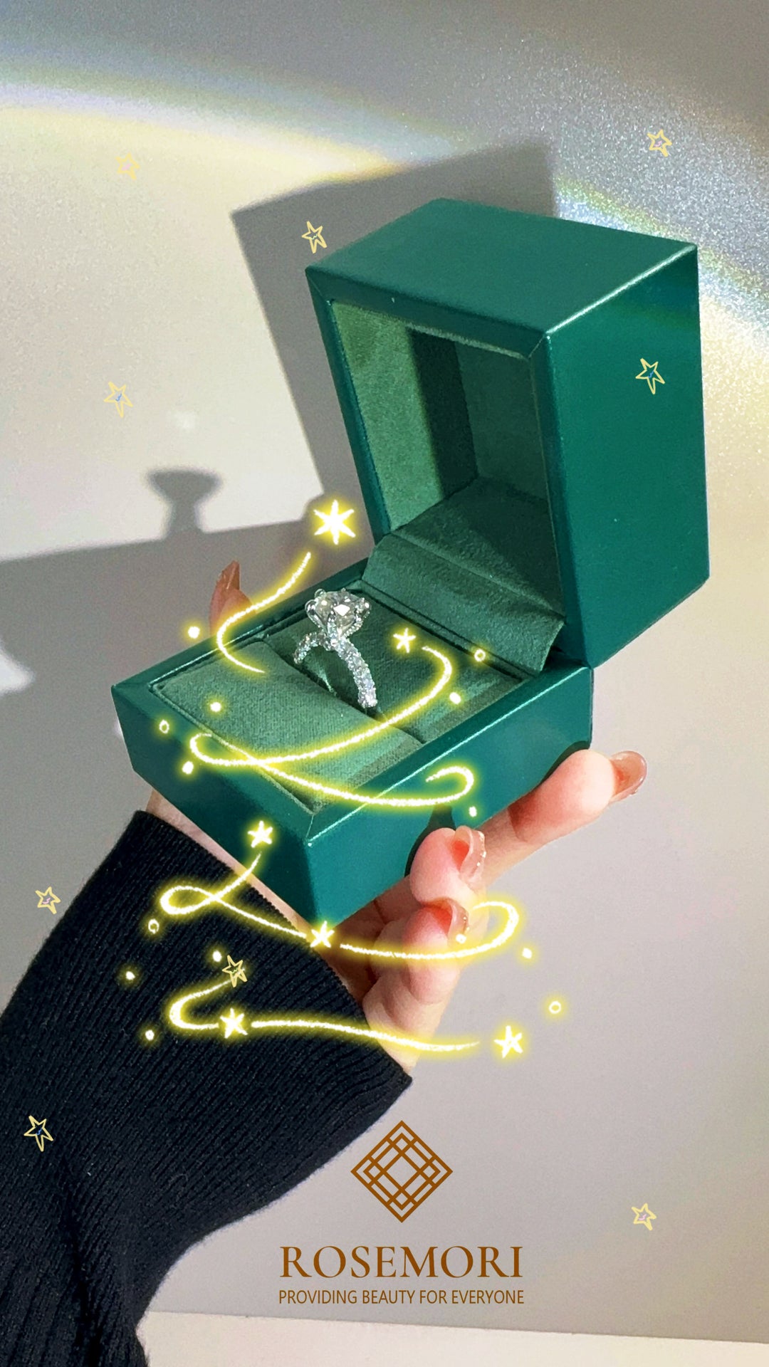 Aurora Six-Prong Moissanite Ring