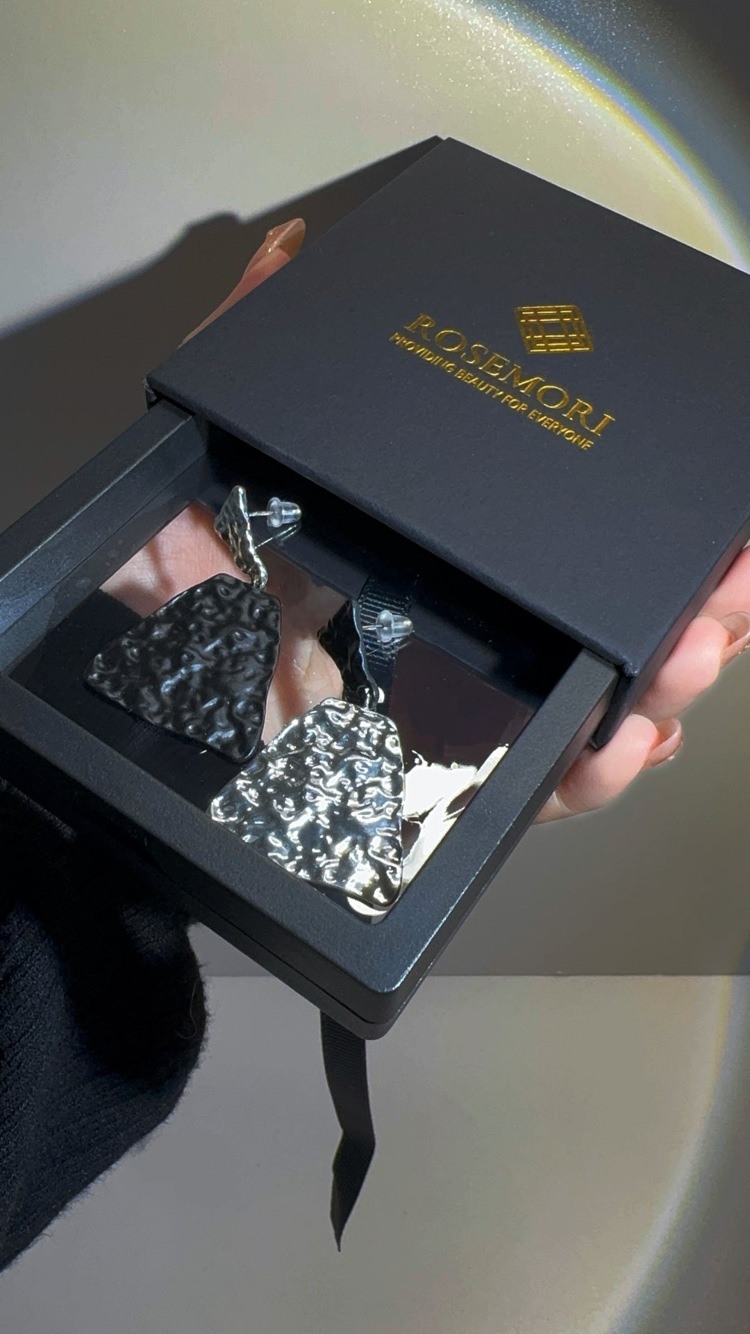 Black and White Colorblock Earrings