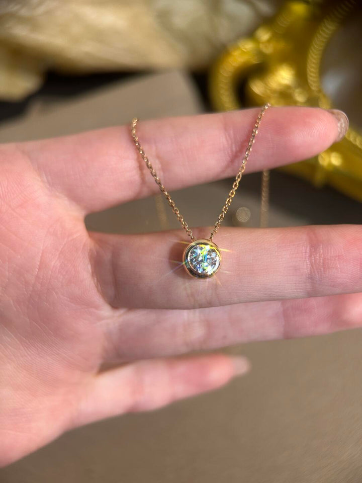 Bezel Set Moissanite Necklace
