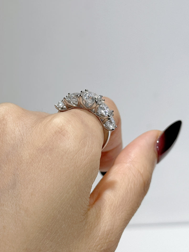 Celestial Wave Five-Stone Moissanite Ring | S925 Sterling Silver