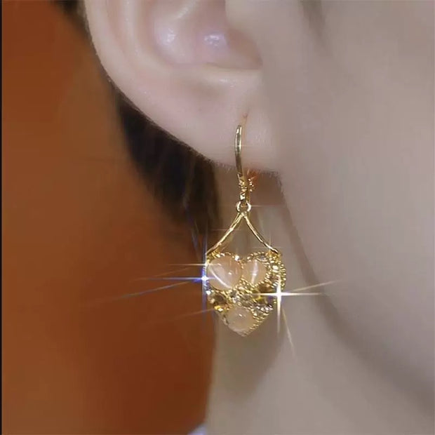 Cat's Eye Heart Earrings