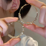 Semi Rhinestone Circle Earrings