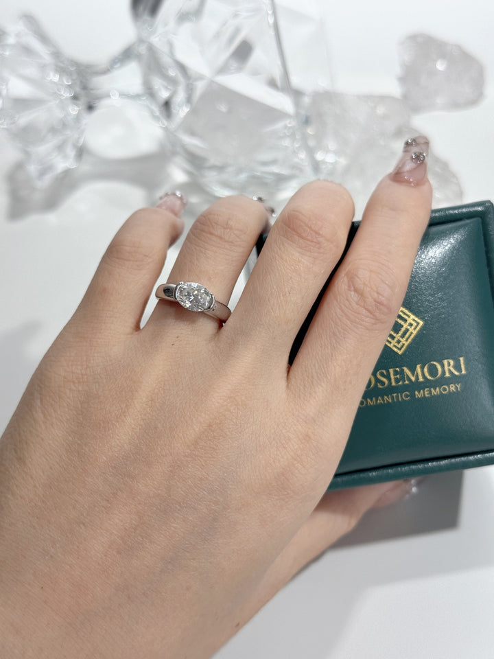 Oval Bezel Moissanite Ring — Minimalist Solitaire | S925 Sterling Silver