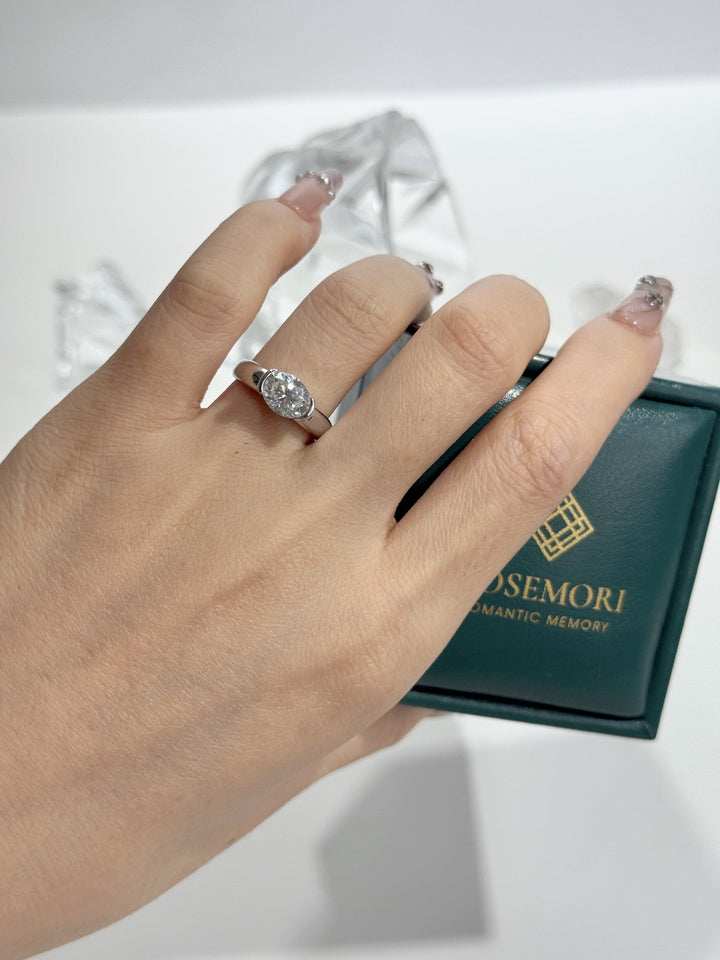 Oval Bezel Moissanite Ring — Minimalist Solitaire | S925 Sterling Silver