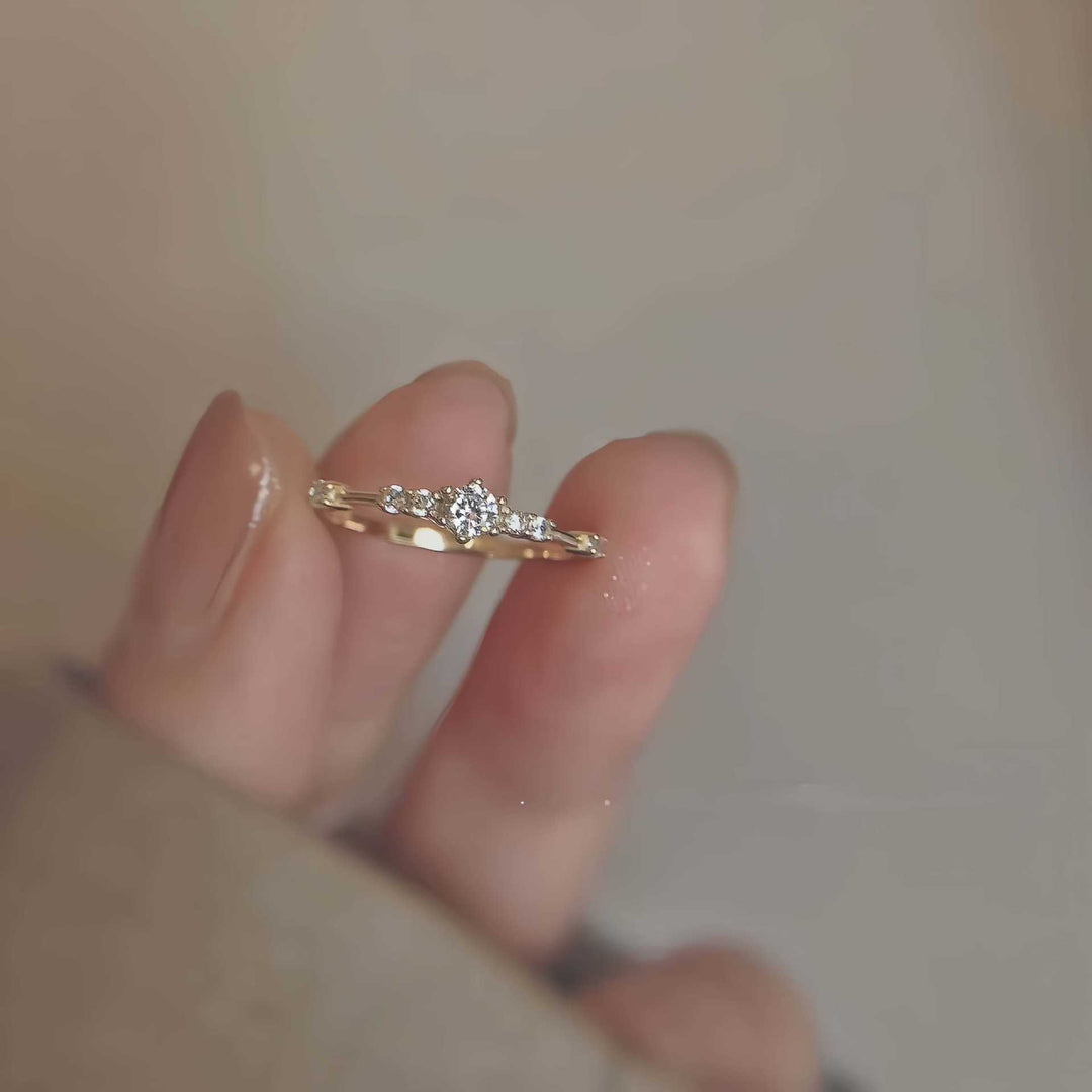 Vintage Cluster Zircon Stacking Ring — Slim Band | S925 Sterling Silver