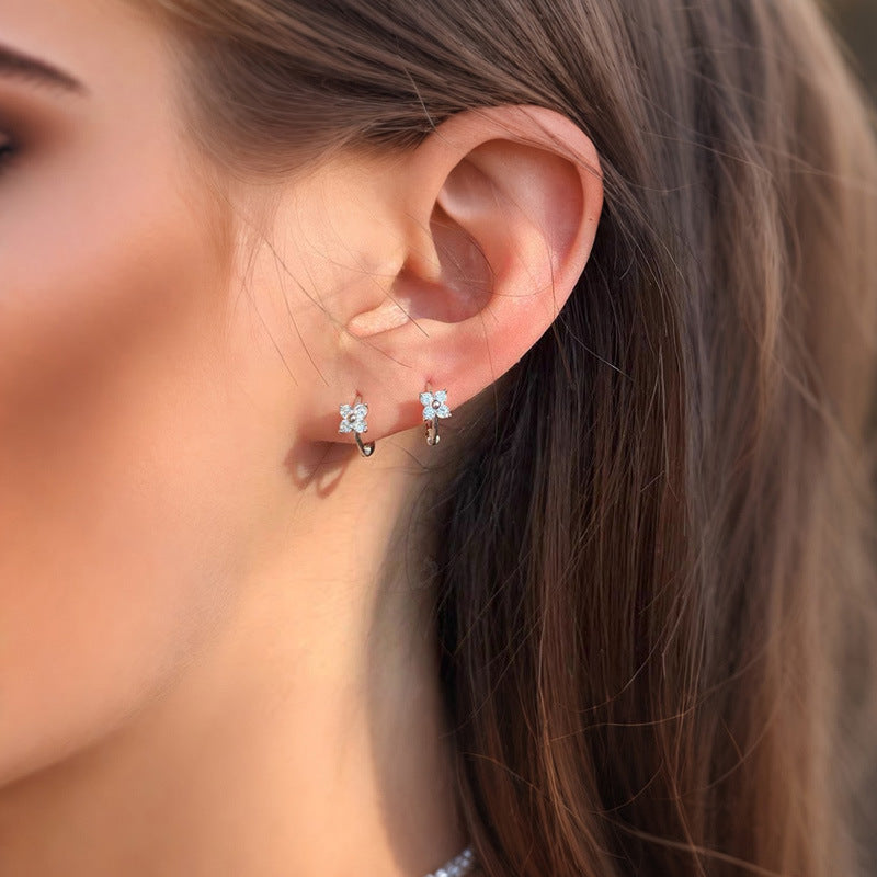Floral Zircon Hoop Earrings