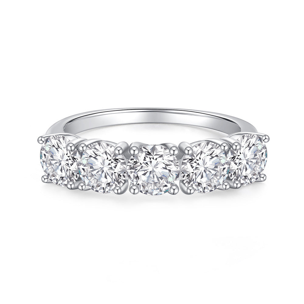 Celestial Wave Five-Stone Moissanite Ring | S925 Sterling Silver