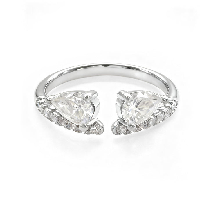 Lume Twin Pear Moissanite Open Ring