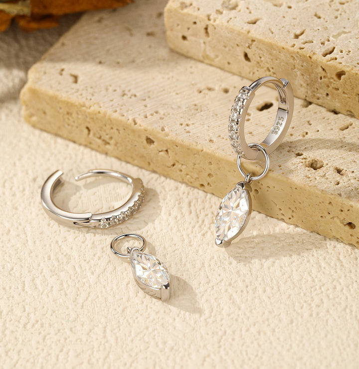 Marquise Drop Moissanite Hoop Earrings