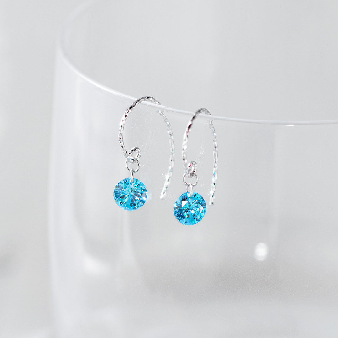 Blue Zircon Threader Earrings