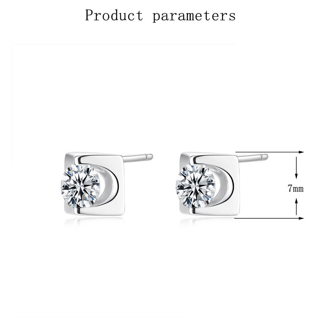 Square Bezel Moissanite Stud Earrings