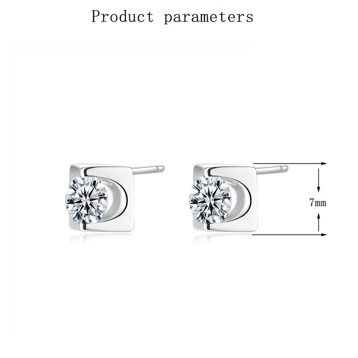 Square Bezel Moissanite Stud Earrings
