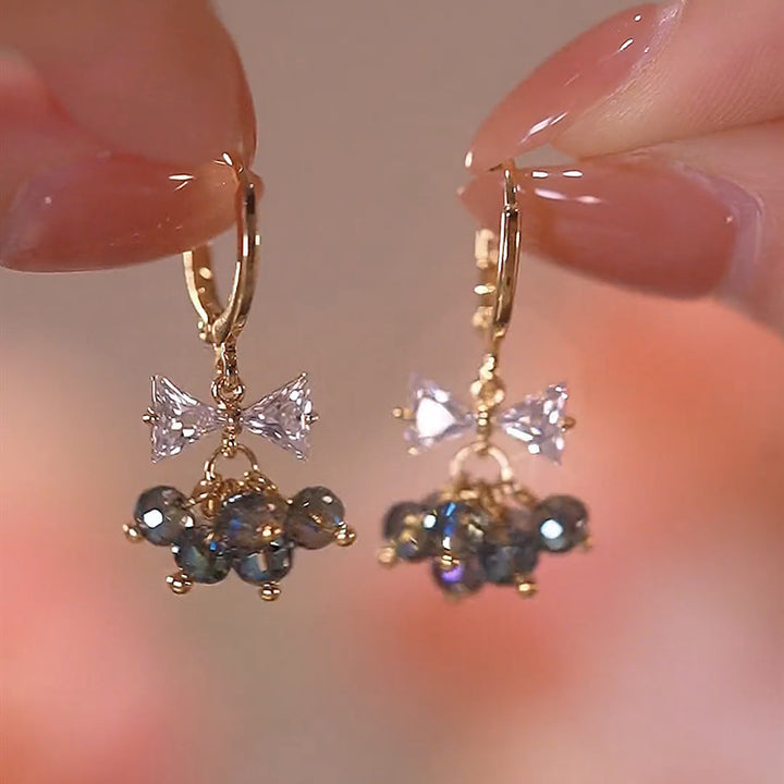Aurora Crystal Bow Hoop Earrings