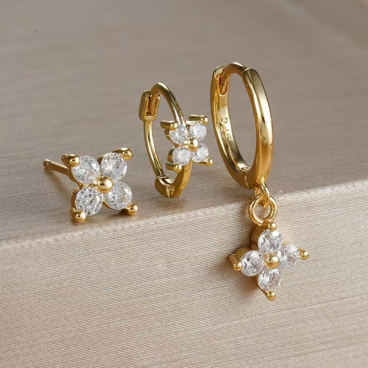 Floral Drop Hoop Earrings — Minimal Sparkle Charm | S925 Sterling Silver