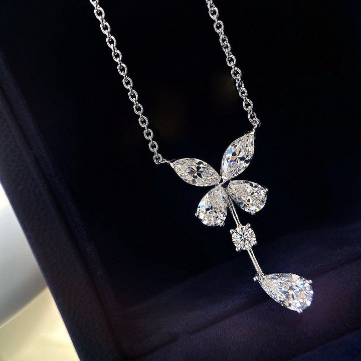 Butterfly High Carbon Diamond Drop Necklace