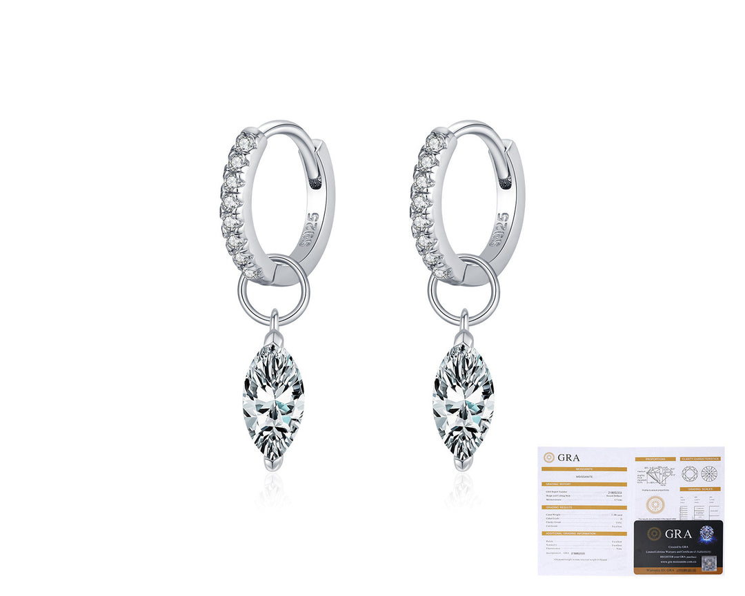 Marquise Drop Moissanite Hoop Earrings
