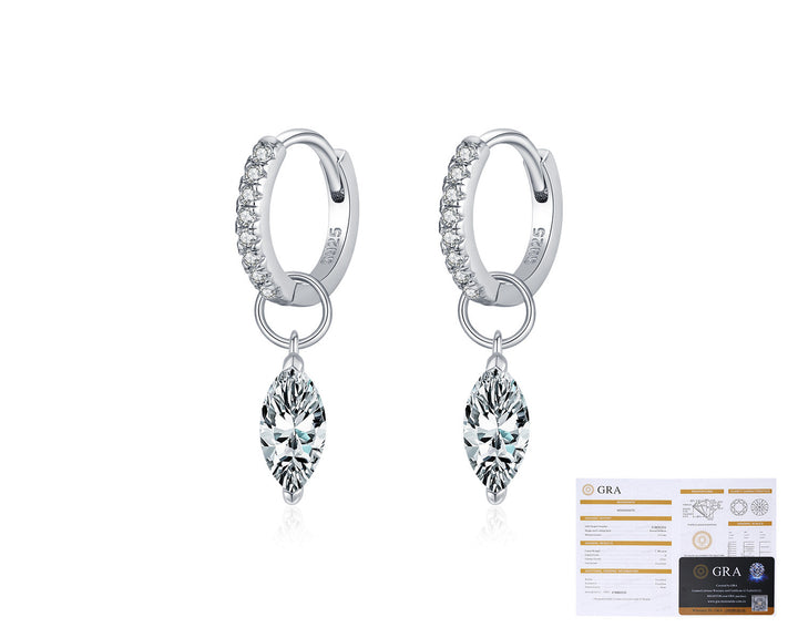 Marquise Drop Moissanite Hoop Earrings