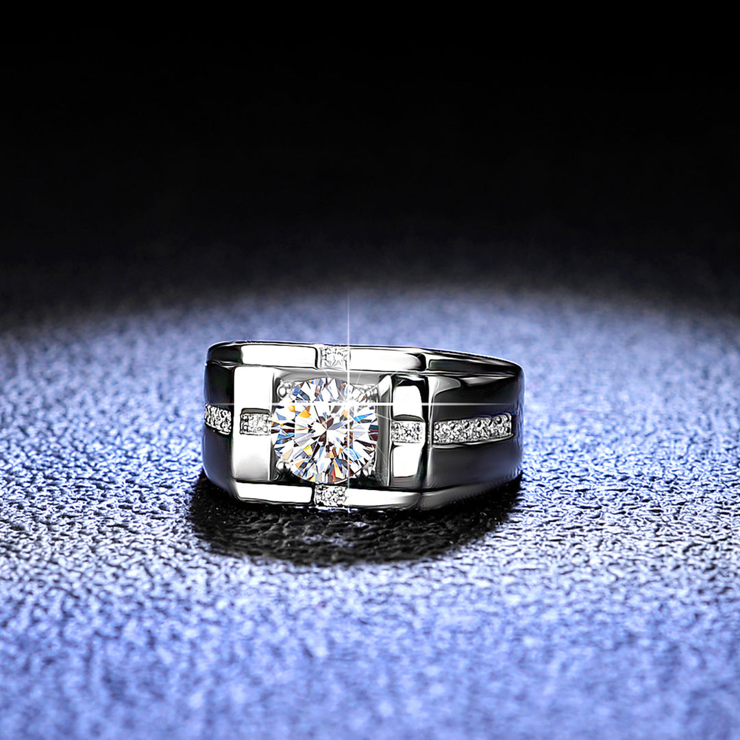 Aegis Round Moissanite Men’s Ring