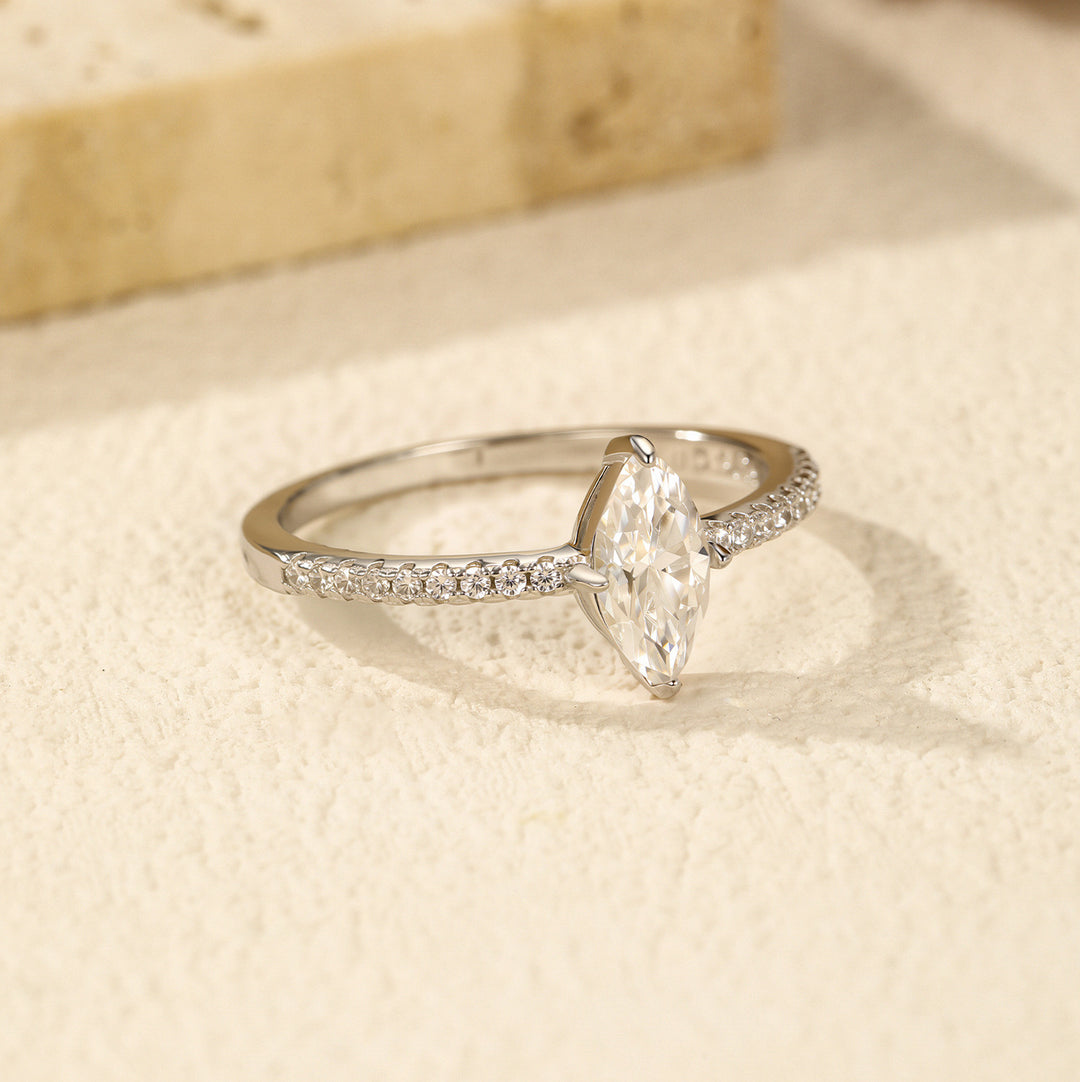 Marquise Moissanite Pavé Ring