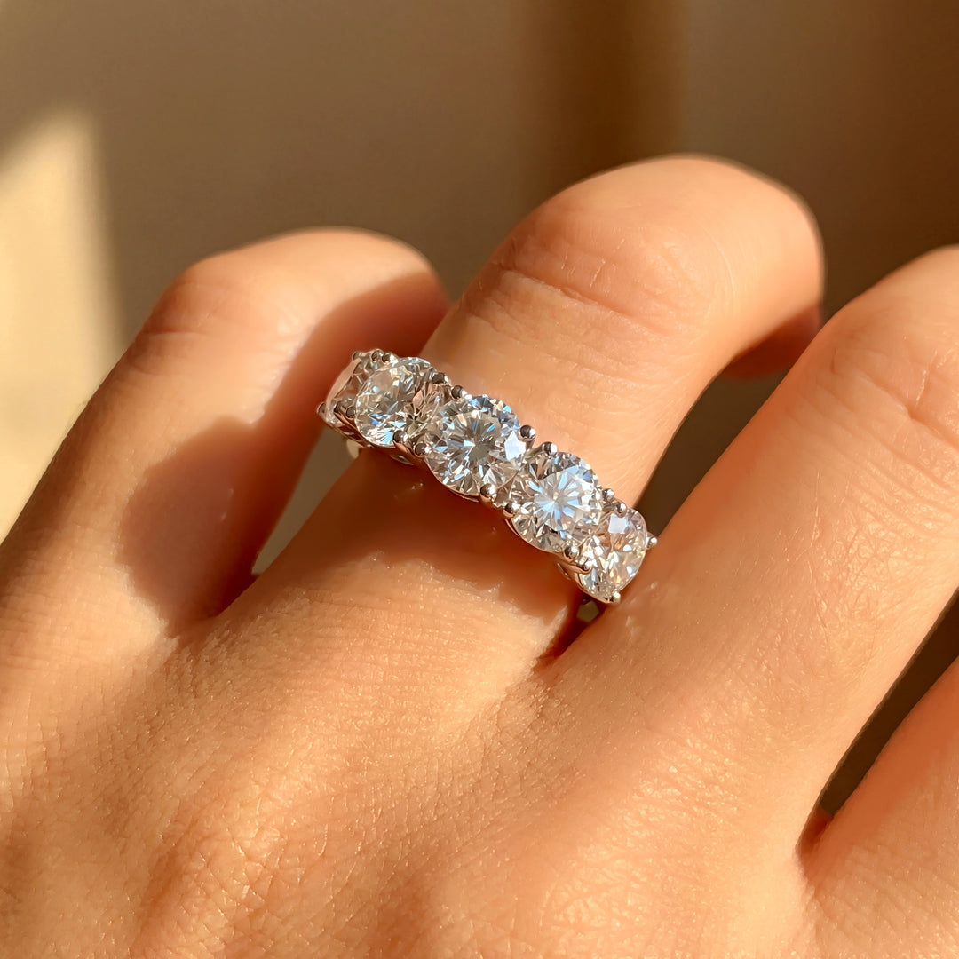 Celestial Wave Five-Stone Moissanite Ring | S925 Sterling Silver