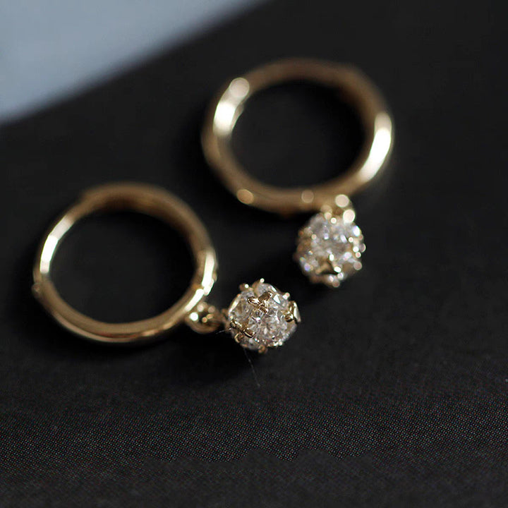 Classic Zircon Drop Hoop Earrings