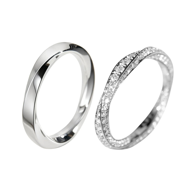 Heart Bezel Moissanite Couple Ring Set